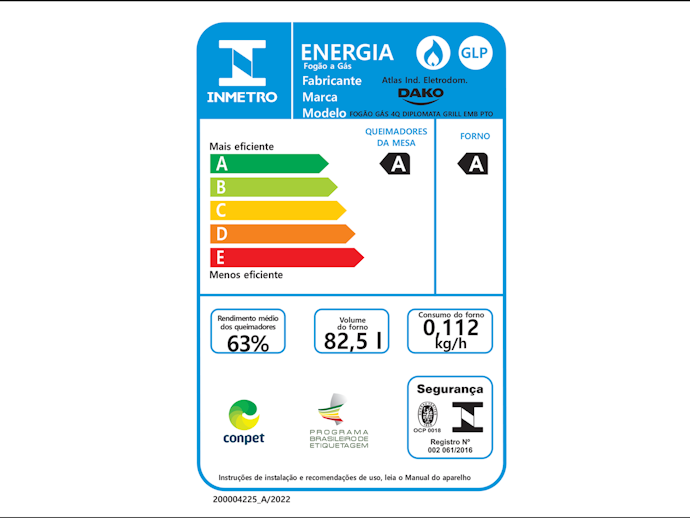 Priorize Fogões Dako com Selo "A" de Eficiência Energética e Economize Eletricidade