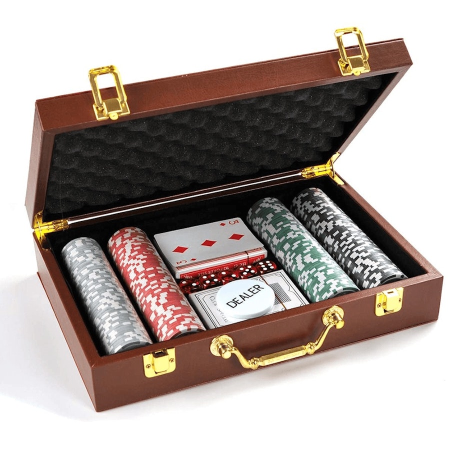 Maleta Poker Fichas Numeradas Baralho Kit Jogo Completo Mdf