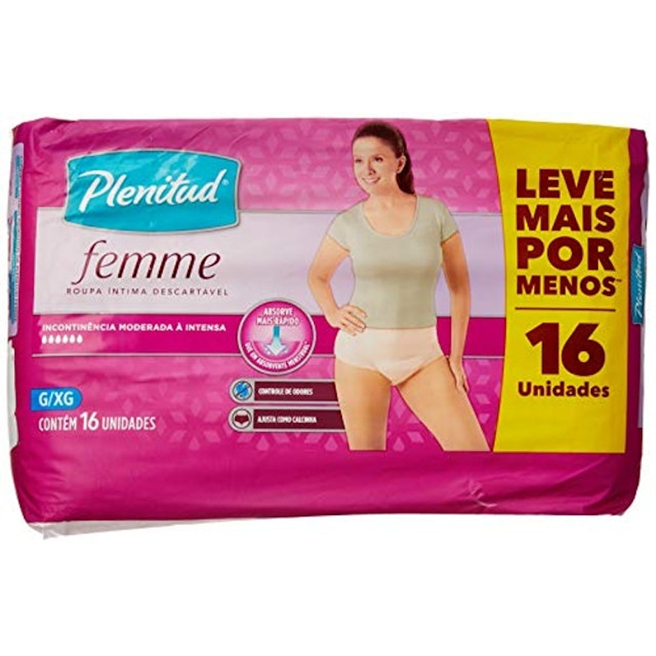 PLENITUD Fralda Geriátrica Active Feminina G/XG 16 Unidades Translation missing: pt-BR.activerecord.decorators.item_part_image/alt