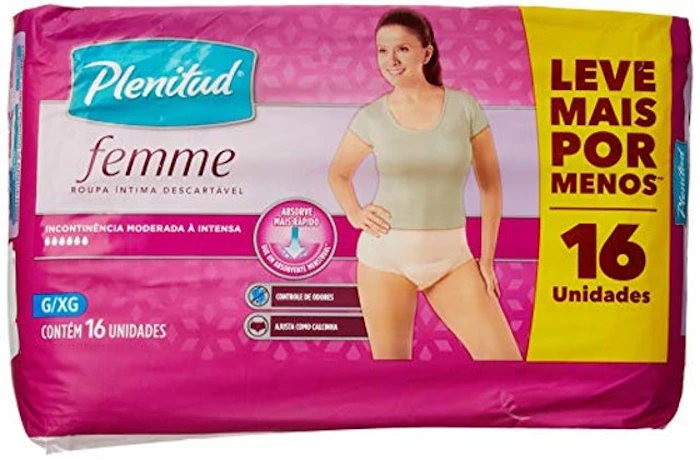 PLENITUD Fralda Geriátrica Active Feminina G/XG 16 Unidades Translation missing: pt-BR.activerecord.decorators.item_part_image/alt