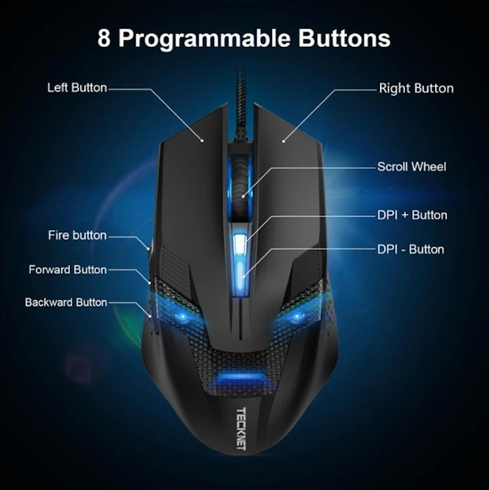 TECKNET Mouse Gamer 8 Botões Translation missing: pt-BR.activerecord.decorators.item_part_image/alt