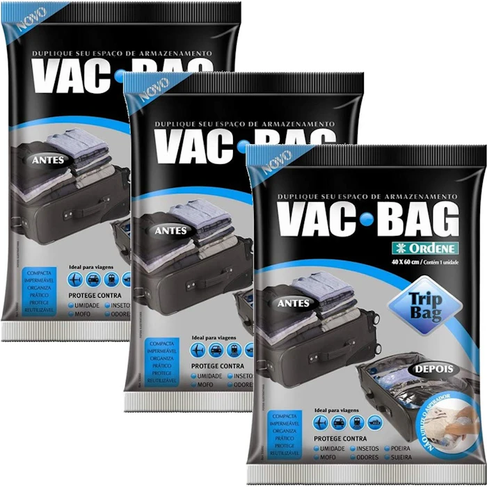 ORDENE Vac Bag Trip Bag - Saco a Vácuo para Viagens (3 Unidades) Translation missing: pt-BR.activerecord.decorators.item_part_image/alt