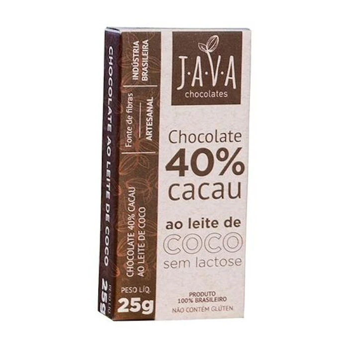 JAVA Chocolate 40% Cacau ao Leite de Coco 25g Translation missing: pt-BR.activerecord.decorators.item_part_image/alt