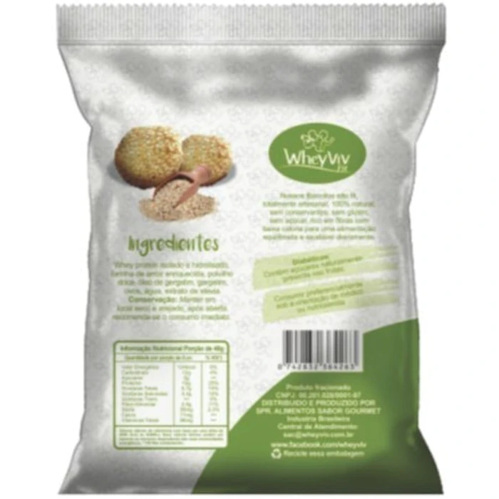 WHEYVIV FIT Biscoitos Fit Sabor Gergelim Com Whey Protein 45g Translation missing: pt-BR.activerecord.decorators.item_part_image/alt