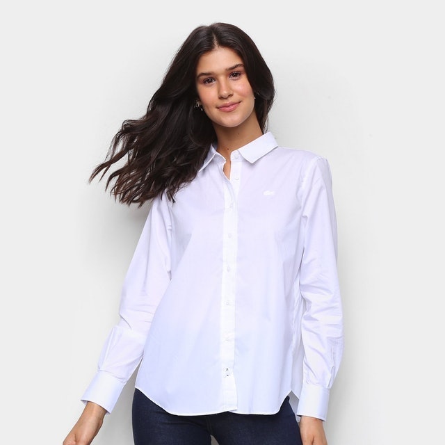 LACOSTE Camisa Branca de Botões Feminina Translation missing: pt-BR.activerecord.decorators.item_part_image/alt