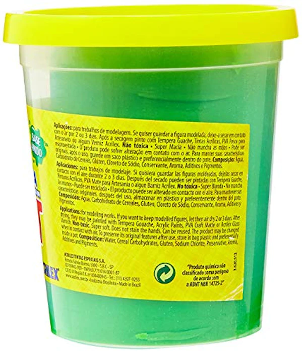 ACRILEX Massa de Modelar Soft Verde 500 g Translation missing: pt-BR.activerecord.decorators.item_part_image/alt