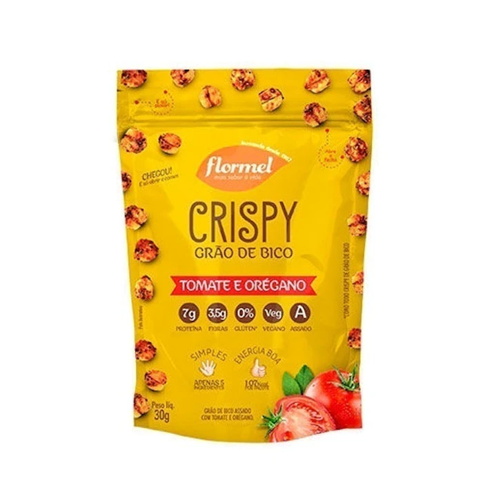 FLORMEL Snack Crispy Grão-de-Bico Tomate e Orégano 30g Translation missing: pt-BR.activerecord.decorators.item_part_image/alt