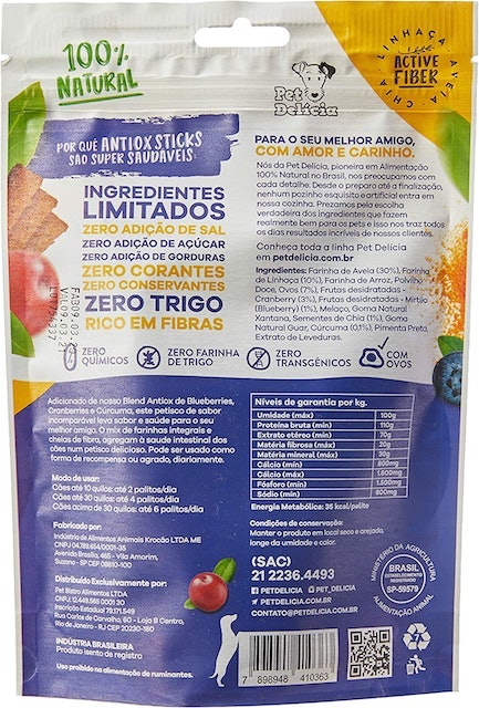  Pet Delícia Snack Antiox Natural Sabor Blueberry, Cranberry e Cúrcuma Translation missing: pt-BR.activerecord.decorators.item_part_image/alt