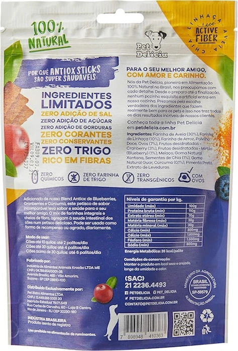 Pet Delícia Snack Antiox Natural Sabor Blueberry, Cranberry e Cúrcuma Translation missing: pt-BR.activerecord.decorators.item_part_image/alt