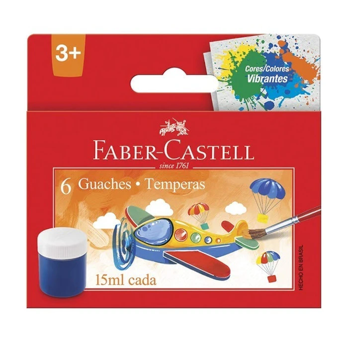 FABER CASTELL Tinta Guache 15ml 6 Cores HT161106 Translation missing: pt-BR.activerecord.decorators.item_part_image/alt