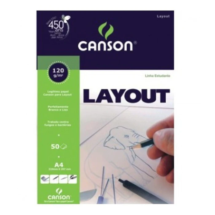 CANSON Bloco de Papel Layout 120g/m² A4 Translation missing: pt-BR.activerecord.decorators.item_part_image/alt