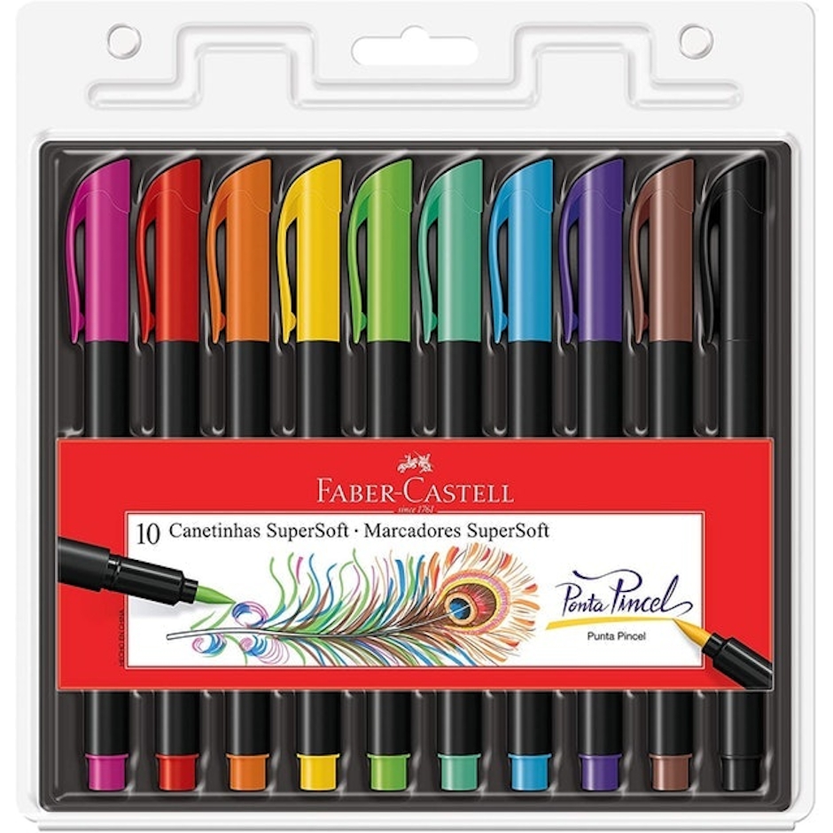 FABER-CASTELL Caneta Ponta Pincel Supersoft Brush 10 Cores Translation missing: pt-BR.activerecord.decorators.item_part_image/alt