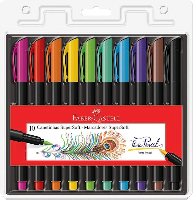 FABER-CASTELL Caneta Ponta Pincel Supersoft Brush 10 Cores Translation missing: pt-BR.activerecord.decorators.item_part_image/alt