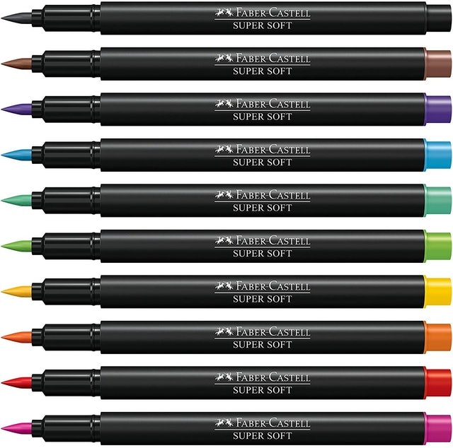 FABER-CASTELL Caneta Ponta Pincel Supersoft Brush 10 Cores Translation missing: pt-BR.activerecord.decorators.item_part_image/alt