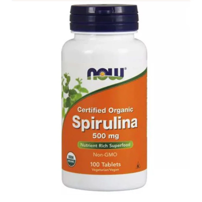 NOW FOODS Spirulina Natural 500mg 100 Tabletes Translation missing: pt-BR.activerecord.decorators.item_part_image/alt
