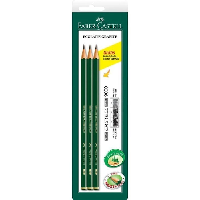 FABER-CASTELL Lápis Grafite Ecolápis 3 Unidades - 2B/6B/8B Translation missing: pt-BR.activerecord.decorators.item_part_image/alt