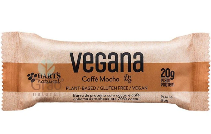 HART'S NATURAL Barra De Proteína Vegana Caffé Mocha 65g Translation missing: pt-BR.activerecord.decorators.item_part_image/alt