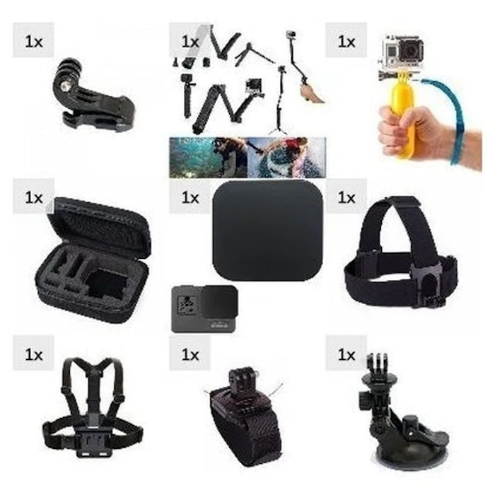 Kit Aventura para Gopro 5 6 7 Hero Black com Acessórios e Suportes Translation missing: pt-BR.activerecord.decorators.item_part_image/alt