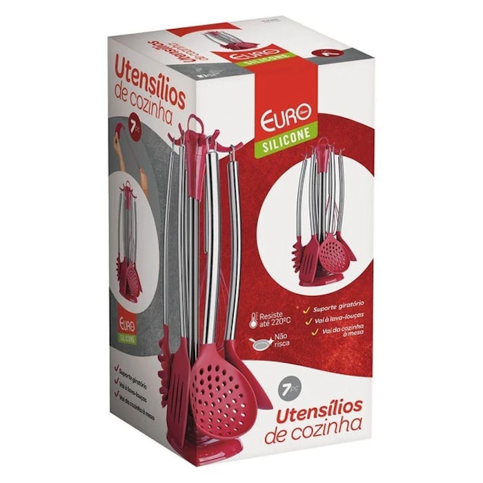 EURO HOME Kit Utensílios 7 Peças Silicone Cabo Inox Translation missing: pt-BR.activerecord.decorators.item_part_image/alt