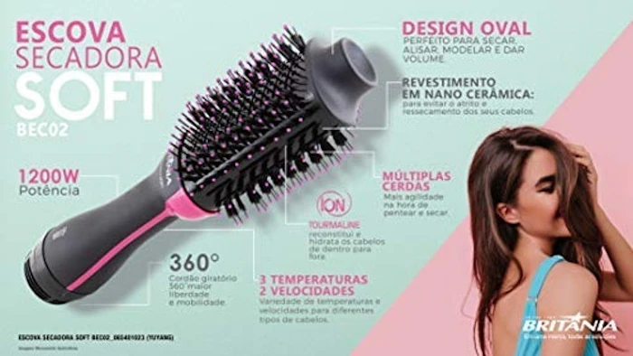 BRITÂNIA Escova Secadora Soft Íon Tourmaline Translation missing: pt-BR.activerecord.decorators.item_part_image/alt