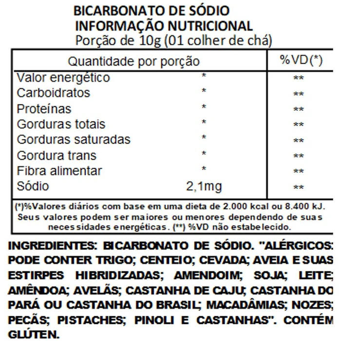 VIVA SALUTE Bicarbonato de Sódio 1kg Translation missing: pt-BR.activerecord.decorators.item_part_image/alt