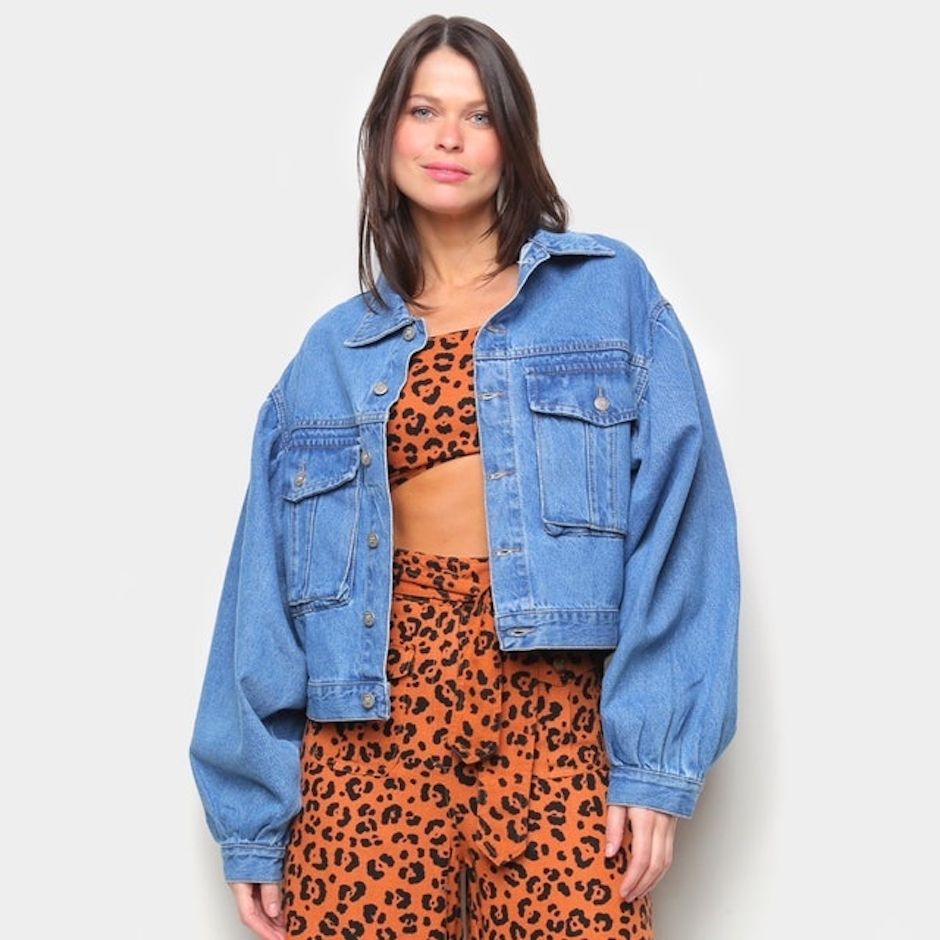 FARM Jaqueta Jeans Feminina Oversized Translation missing: pt-BR.activerecord.decorators.item_part_image/alt