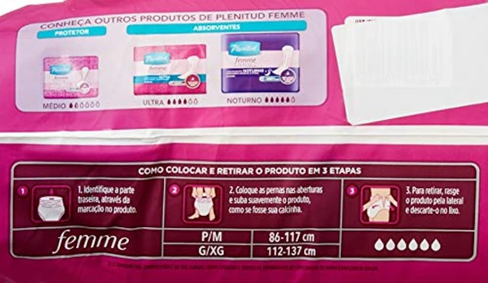 PLENITUD Fralda Geriátrica Active Feminina G/XG 16 Unidades Translation missing: pt-BR.activerecord.decorators.item_part_image/alt