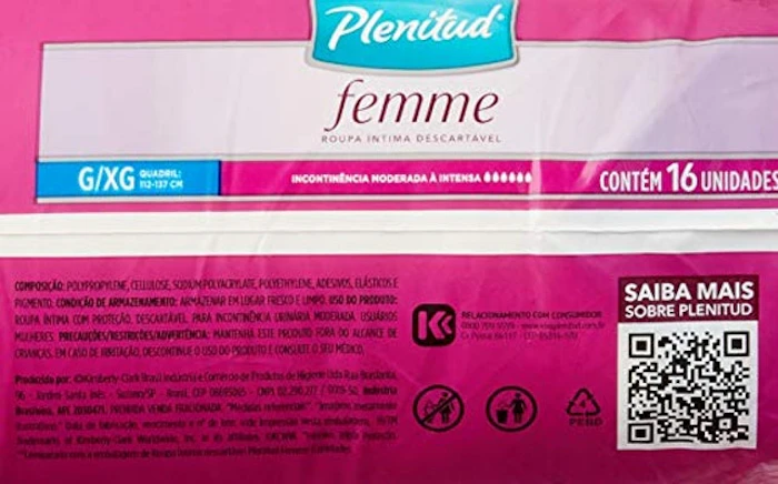 PLENITUD Fralda Geriátrica Active Feminina G/XG 16 Unidades Translation missing: pt-BR.activerecord.decorators.item_part_image/alt