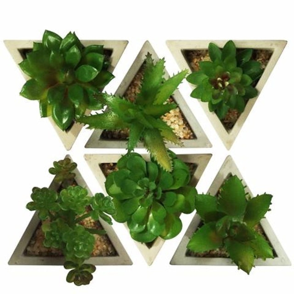INTERPONTE Kit 6 Plantas Mini Suculentas Artificiais em Vaso de Cerâmica 8 x 9,5cm Translation missing: pt-BR.activerecord.decorators.item_part_image/alt