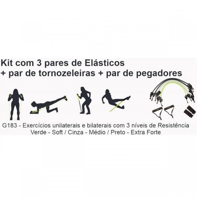 PRO ACTION Kit de Elásticos Extensores Multifuncionais 3 Pares Translation missing: pt-BR.activerecord.decorators.item_part_image/alt