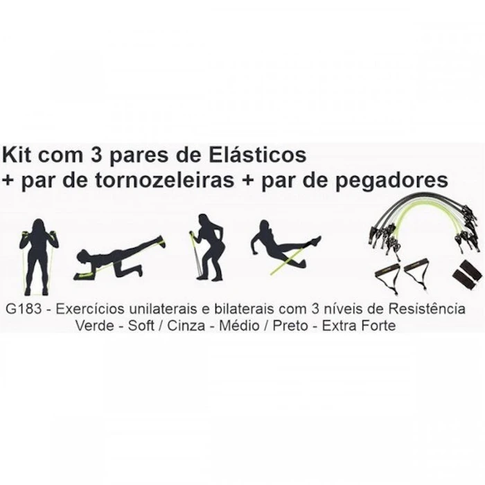 PRO ACTION Kit de Elásticos Extensores Multifuncionais 3 Pares Translation missing: pt-BR.activerecord.decorators.item_part_image/alt