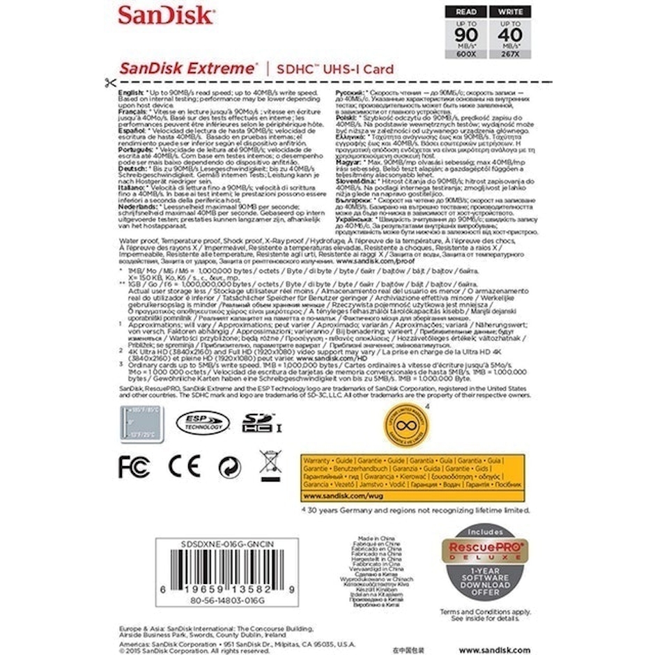 SANDISK Cartão de Memória Extreme 16GB Translation missing: pt-BR.activerecord.decorators.item_part_image/alt