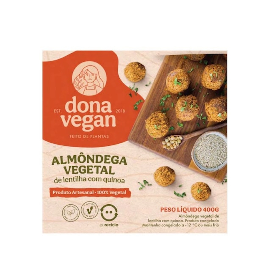 Dona Vegan Almôndega Vegetal de Lentilha com Quinoa Translation missing: pt-BR.activerecord.decorators.item_part_image/alt