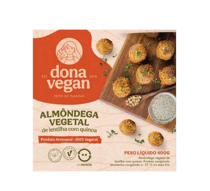 Dona Vegan Almôndega Vegetal de Lentilha com Quinoa Translation missing: pt-BR.activerecord.decorators.item_part_image/alt
