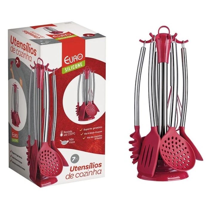 EURO HOME Kit Utensílios 7 Peças Silicone Cabo Inox Translation missing: pt-BR.activerecord.decorators.item_part_image/alt