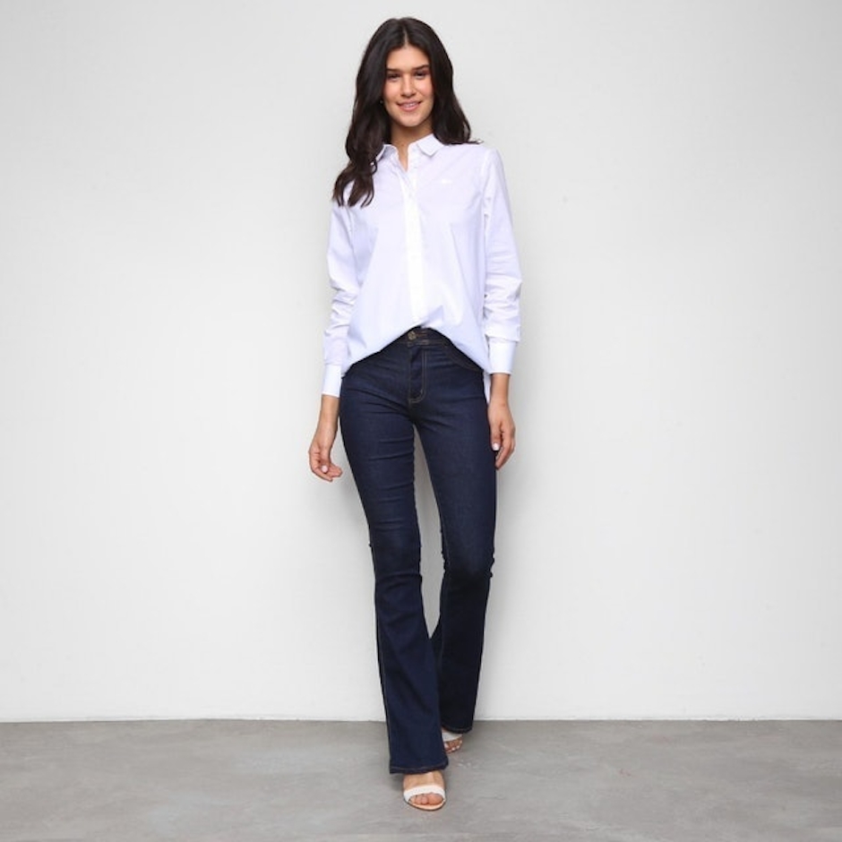 LACOSTE Camisa Branca de Botões Feminina Translation missing: pt-BR.activerecord.decorators.item_part_image/alt