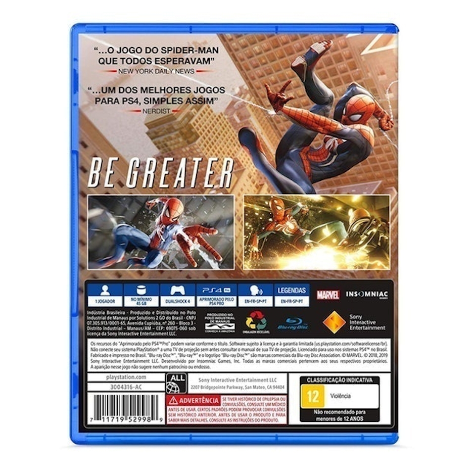 INSOMNIAC GAMES Game Marvel's Spider-Man para PS4 Translation missing: pt-BR.activerecord.decorators.item_part_image/alt