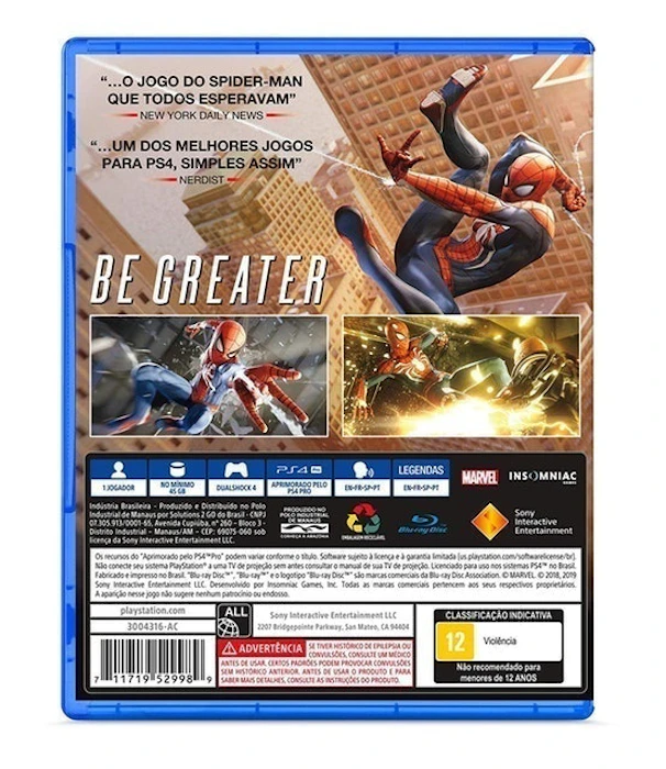 INSOMNIAC GAMES Game Marvel's Spider-Man para PS4 Translation missing: pt-BR.activerecord.decorators.item_part_image/alt