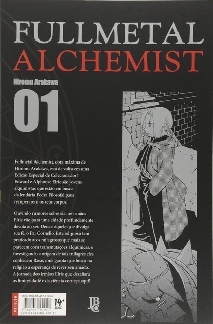 HIROMU ARAKAWA Fullmetal Alchemist - Volume 1 (Especial) Translation missing: pt-BR.activerecord.decorators.item_part_image/alt