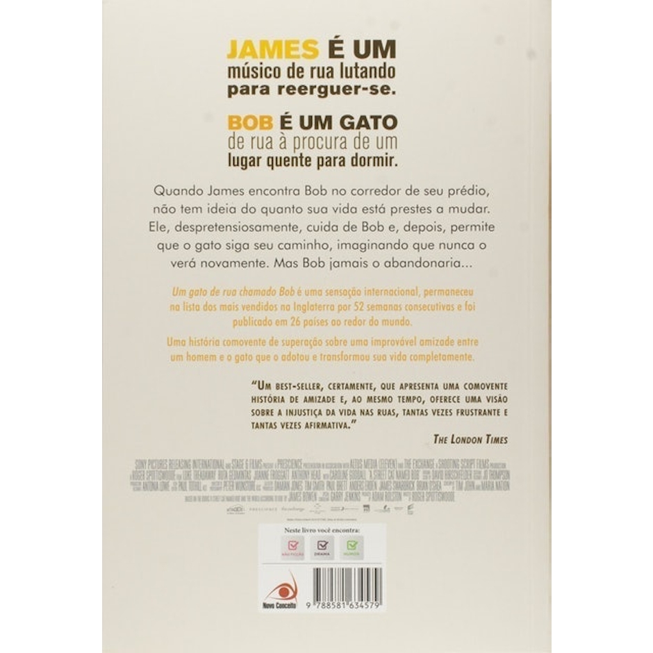 NÃO FICÇÃO Um Gato de Rua Chamado Bob Translation missing: pt-BR.activerecord.decorators.item_part_image/alt