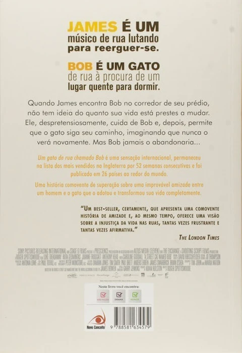 NÃO FICÇÃO Um Gato de Rua Chamado Bob Translation missing: pt-BR.activerecord.decorators.item_part_image/alt