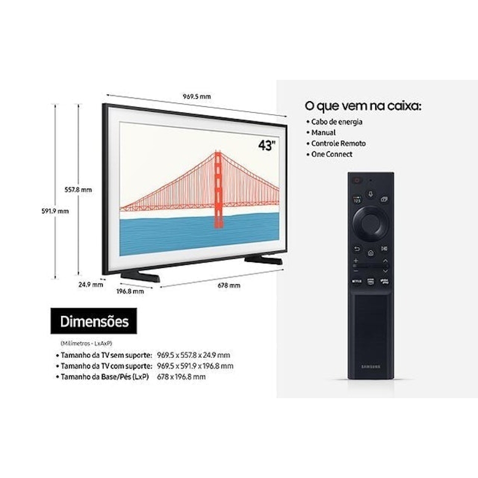 SAMSUNG Smart TV 43" QLED 4K The Frame Translation missing: pt-BR.activerecord.decorators.item_part_image/alt