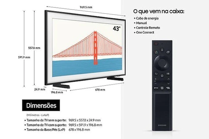 SAMSUNG Smart TV 43" QLED 4K The Frame Translation missing: pt-BR.activerecord.decorators.item_part_image/alt