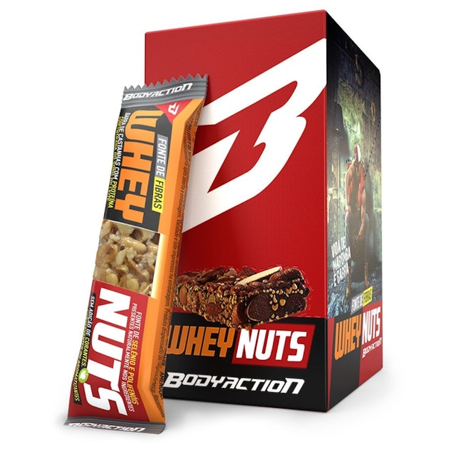BODY ACTION Barra de Proteína Whey Nuts Cx C/12 Translation missing: pt-BR.activerecord.decorators.item_part_image/alt