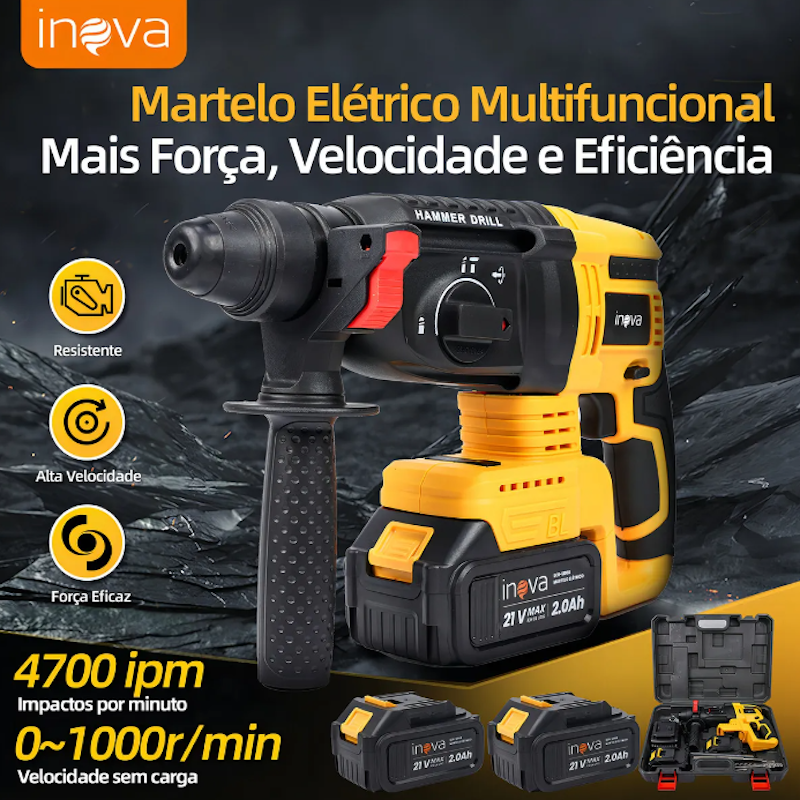 Martelete Perfurador/Rompedor sem Fio 21 V 4000 mAh 3