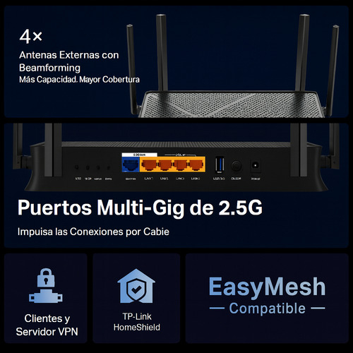 Roteador Wi-Fi 7 BE3600 Dual Band 4