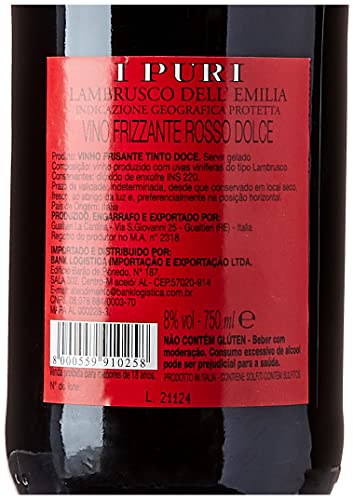 Vinho I Puri Lambrusco Dolce Emilia Rosso 3