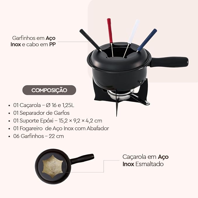 Conjunto para Fondue Brinox Fondues 10 Peças 4