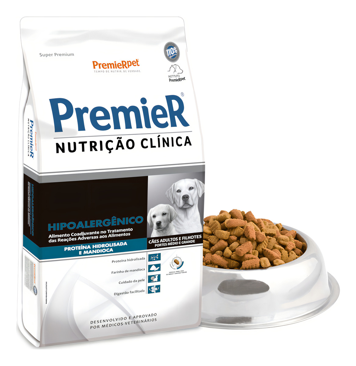 Ração PremieR Nutrição Clínica Cães Adultos e Filhotes Porte Médio e Grande Proteína Hidrolisada & Mandioca Hipoalergênico 3
