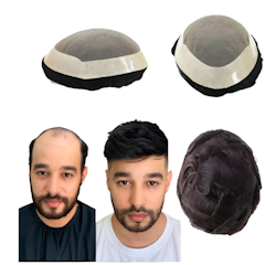 Prótese Capilar Masculina Híbrida Respirável Cabelo Humano
